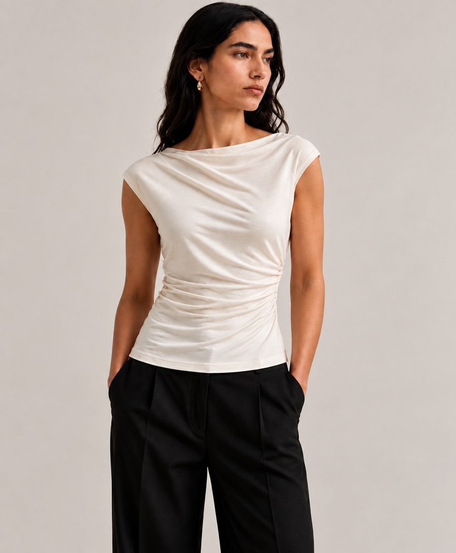 Asymmetric drape top