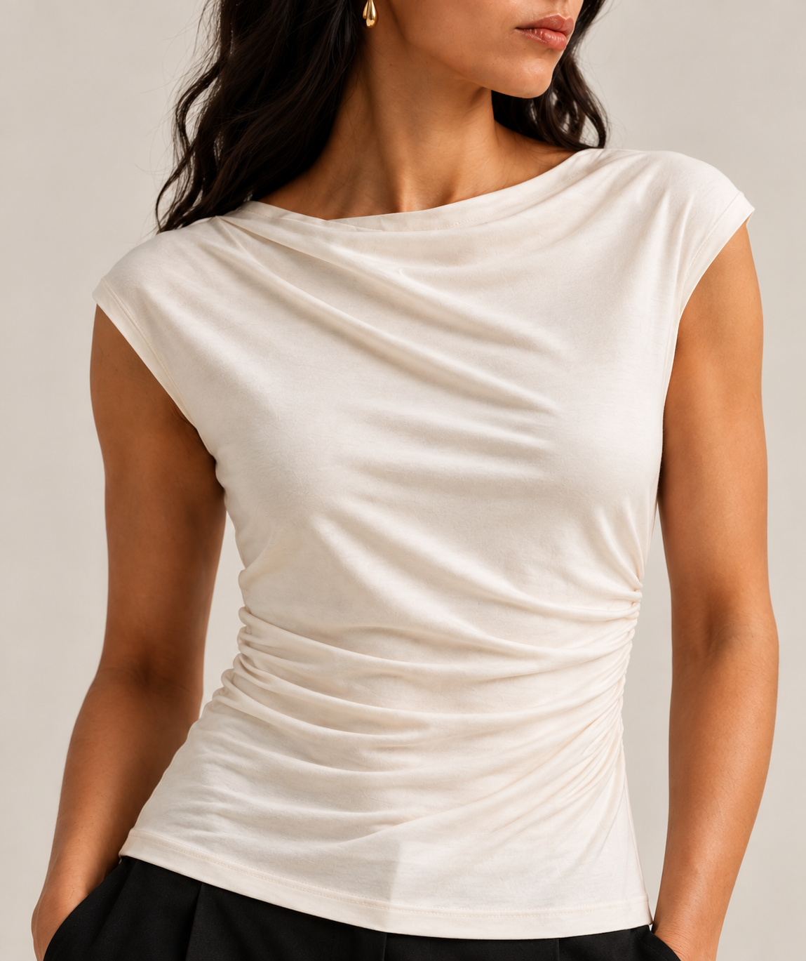 Asymmetric drape top