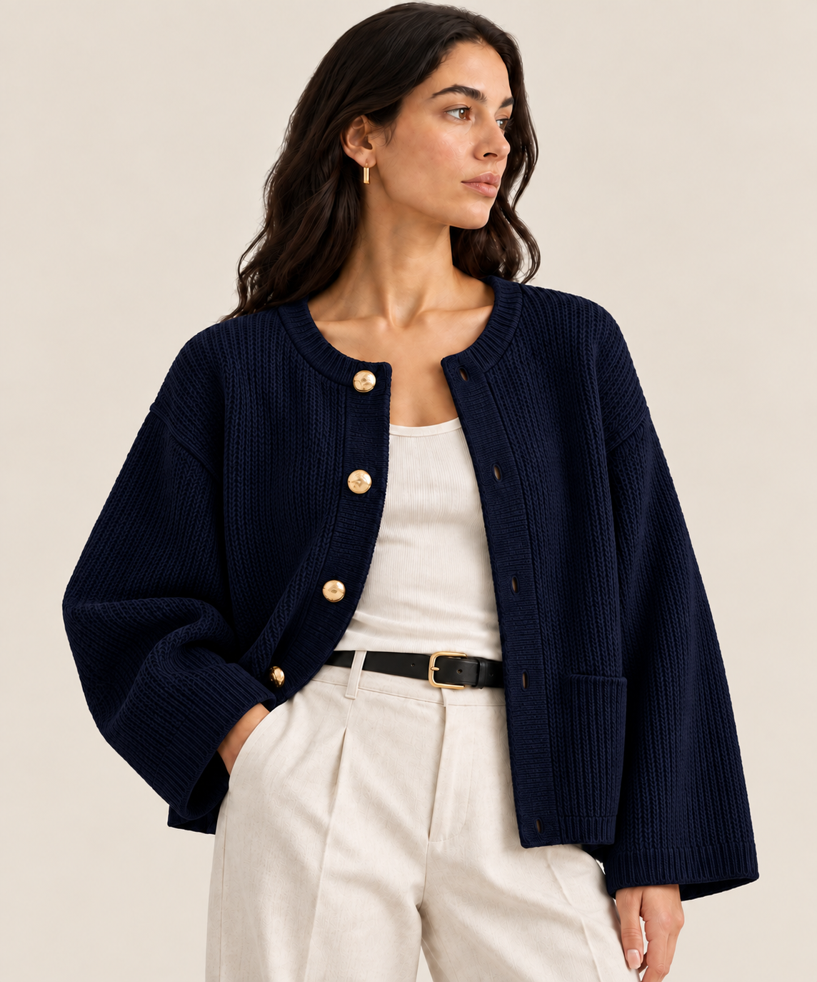 Cotton knit cardigan